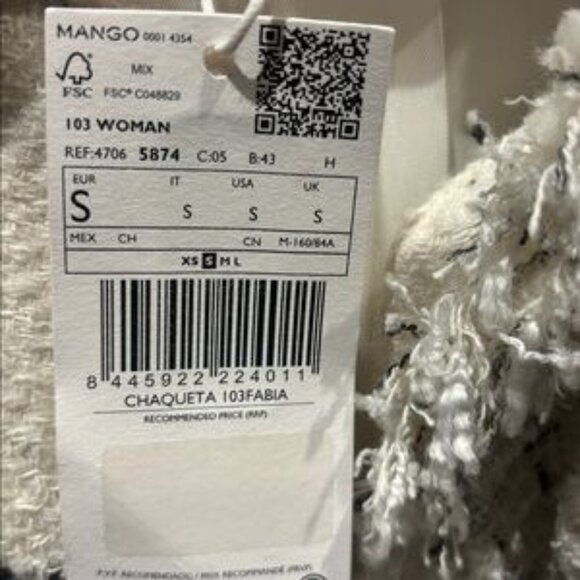 Mango maxi floral Black and white tweed blazer - Size S -NEVER WORN - Picture 5 of 5